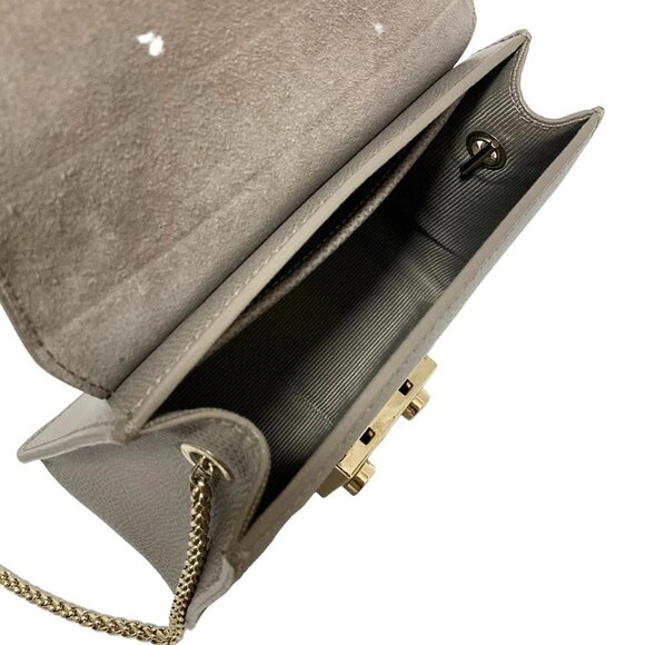Auth FURLA Metropolis - Gray Beige Leather Shoulder Bag - Picture 8 of 9